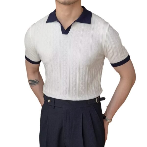Summer Breathable Italian Color Matching Men's Polo Shirt - Image 5