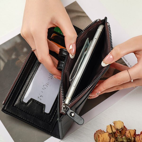 Women's Wallet Long Two-fold Zipper Plain - Image 4