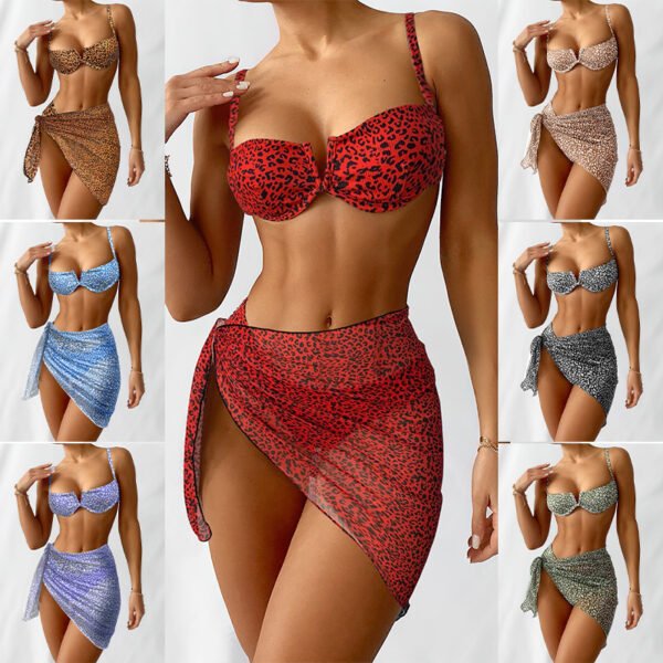 Three-piece Floral Bikini Beach Dress - Image 2