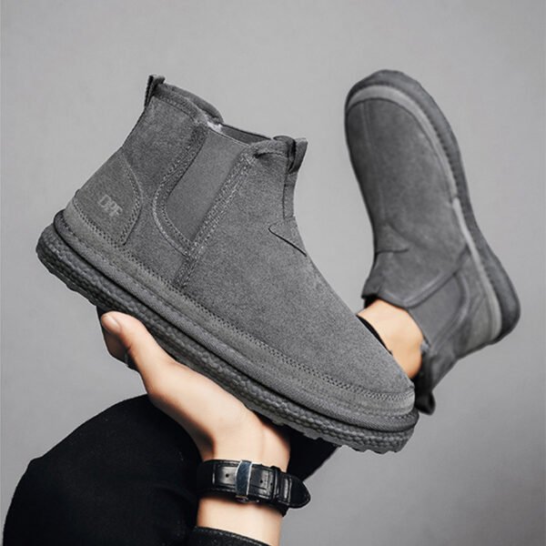 Winter Fleece Snow Boots Round-toed Flat Shoes Casual Warm Sports Shoes Men Ankle Boot - Image 2