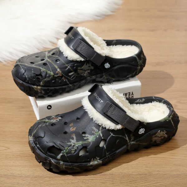 Cotton Home Thick-soled Slippers Fleece-lined Warm Closed Toe Cotton Shoes - Image 6