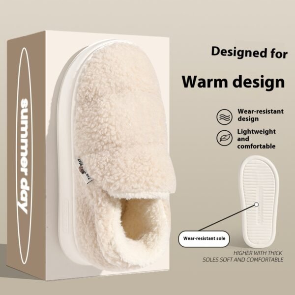 Cotton Slippers Women's Winter Indoor Home Warm Non-slip Windproof Thick Bottom Plush - Image 6