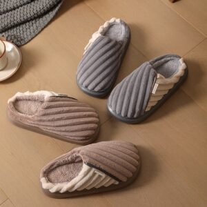 Over Plus Size Fleece Lined Padded Warm Keeping Thick-soled Cotton Slippers