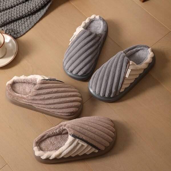 Over Plus Size Fleece Lined Padded Warm Keeping Thick-soled Cotton Slippers