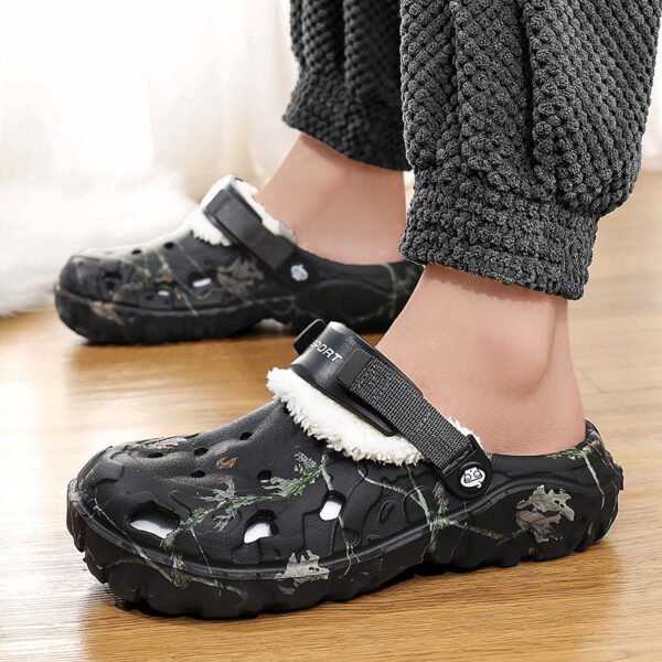 Cotton Home Thick-soled Slippers Fleece-lined Warm Closed Toe Cotton Shoes - Image 2