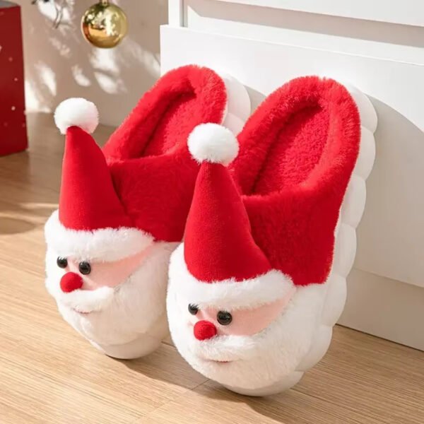 Christmas Slippers Memory Foam For Women Men Soft Plush Fuzzy Winter Holiday Slippers Cozy Plush Warm Non-Slip Holiday Slides Cute Santa Claus Footwear - Image 6