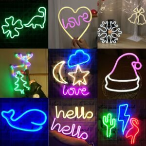Decorative neon lights at night