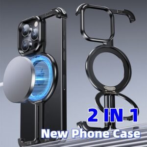 Metal Airbag Shockproof Phone Case with Aluminum Holder