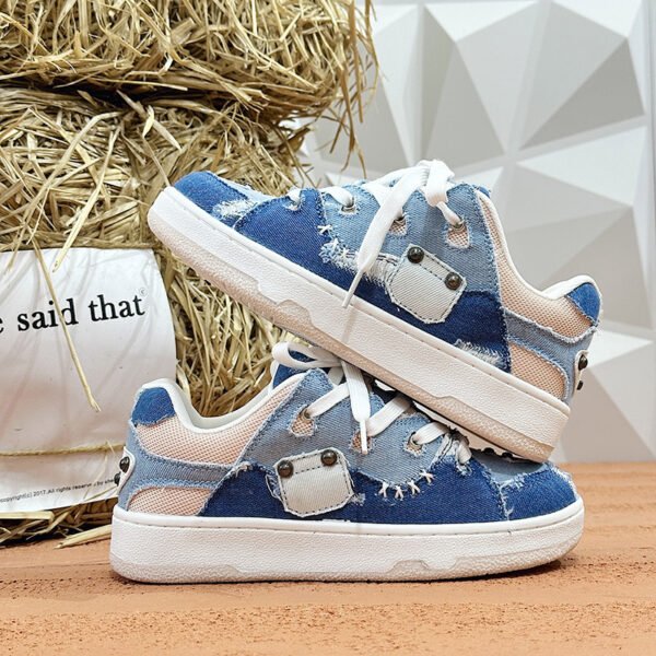 Denim Canvas Cold Glue Bread Shoes - Image 9