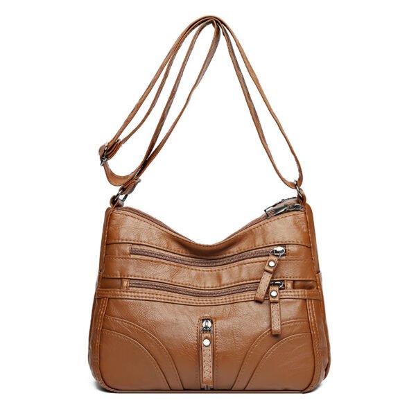 New Women's Soft Leather Large Capacity Shoulder Messenger Bag Middle-aged Mother Bag - Image 4