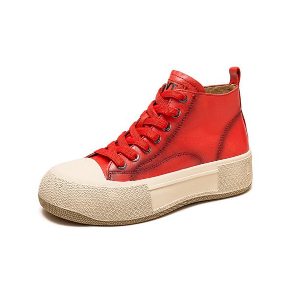 High-top Casual Sneakers First Layer Cowhide Toe Box Women's Shoes Vintage - Image 7