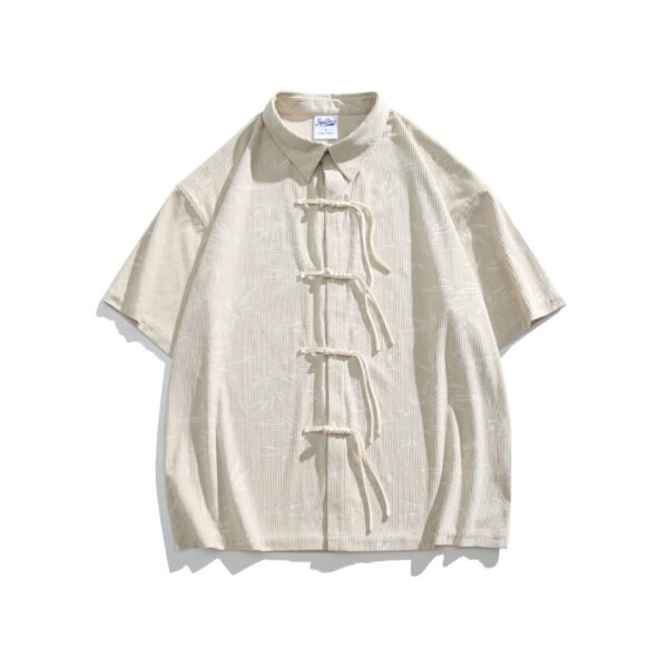 New Chinese Style Dark Pattern Bamboo Retro Short Sleeve Shirt For Men