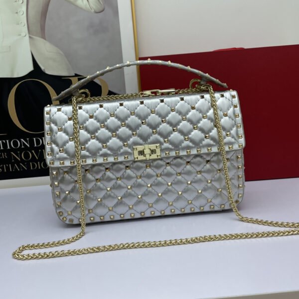 Women's Fashion Sheepskin Diamond Studded Small Square Bag - Image 7