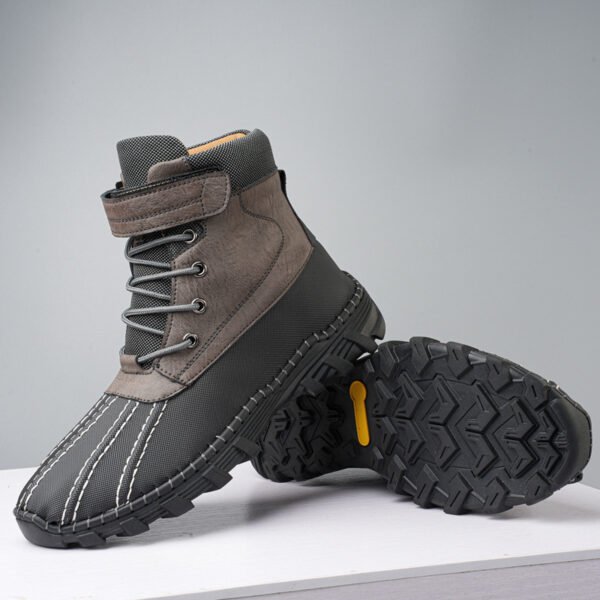 Winter Fleece Lace-up Snow Boots For Men Women Waterproof And Anti-slip Outdoor Work Boot Fashion Warm Mid-tube Cotton Shoes Men - Image 6