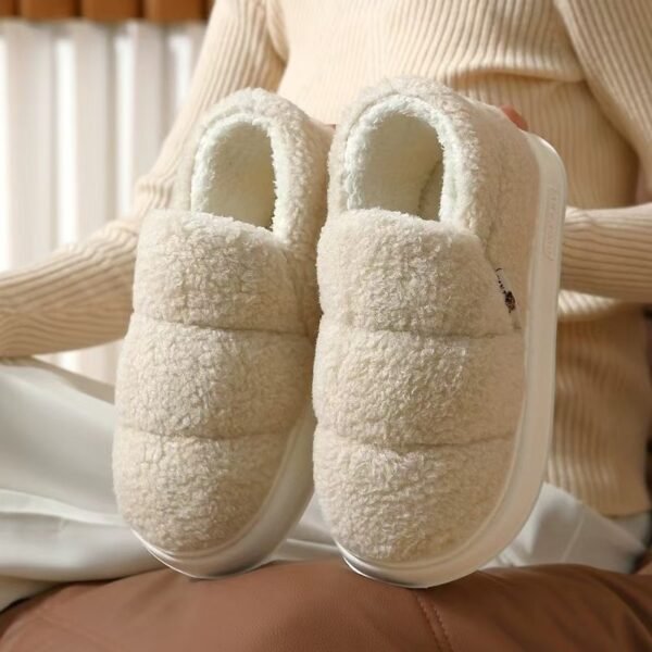 Cotton Slippers Women's Winter Indoor Home Warm Non-slip Windproof Thick Bottom Plush