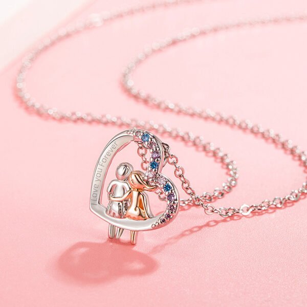 Love Couple Necklace With Colorful Rhinestones Fashion Creative Heart-shaped Necklace For Valentine's Day Gift - Image 4