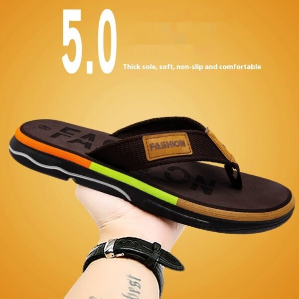 Men's Flip Flops Summer Outdoor Non-slip Soft Bottom Sandals Woven Belt Clip - Image 3
