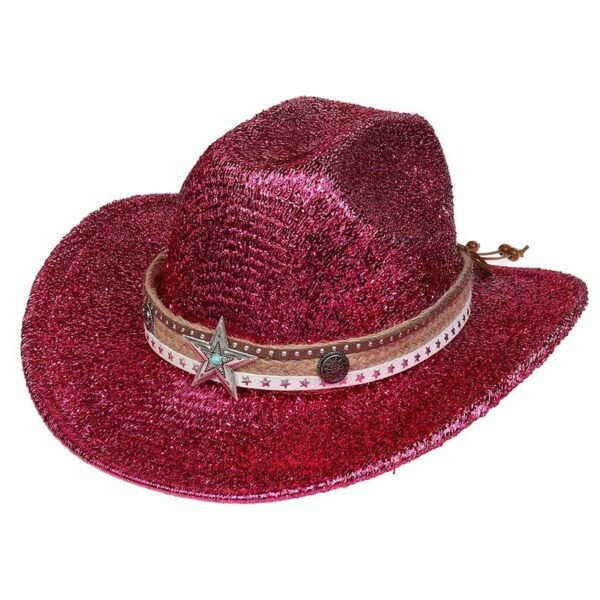 Festival Party Gathering Silver Western Denim Fedora Hat Felt - Image 10
