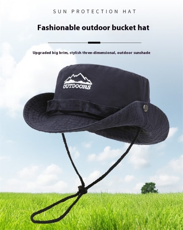 Summer Outdoor Mountaineering Slub Cotton Sun-proof Bucket Hat - Image 10