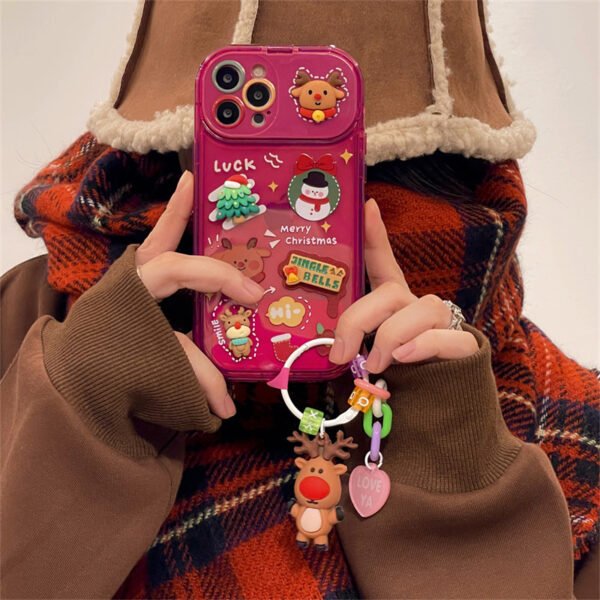 Cute Xmas Santa & Elk Flip Case for iPhone 15/14/13/12/11 - Image 3
