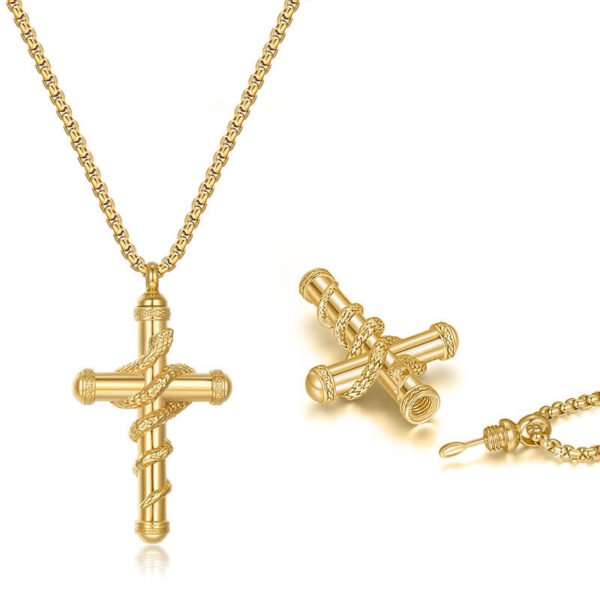 18k Gold Detachable Cross Snake Necklace Fashion Personality Clavicle Chain Necklace For Valentine's Day Loved Memorial Jewelry - Image 6