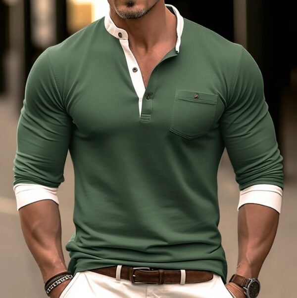 Men's Long Sleeve Round Neck T-shirt Bottoming Shirt - Image 5