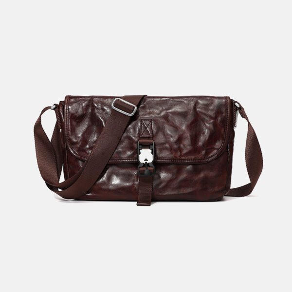 Mens Leather Large Capacity Casual Shoulder Crossbody Bag - Image 5