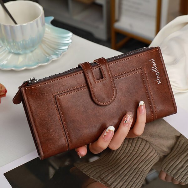 Women's Wallet Long Two-fold Zipper Plain - Image 8
