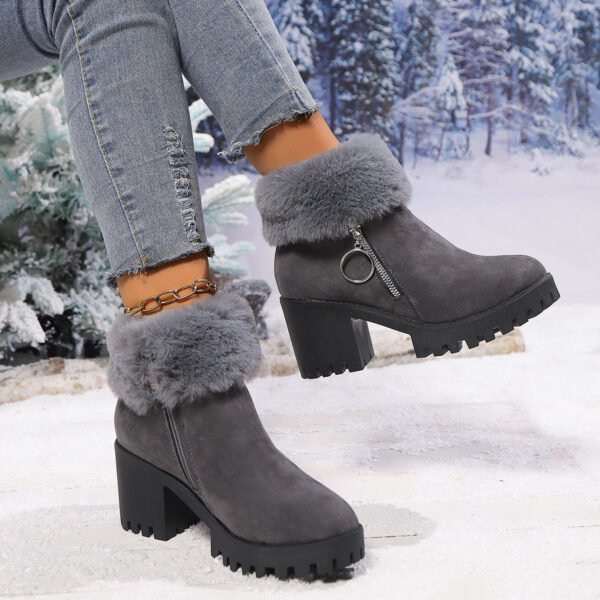 Snow Velvet Thermal And Thickening Thick Heel Women's Short Boots - Image 3