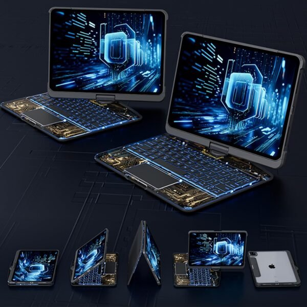 360 Swivel Keyboard Clear Case For IPad Smart Trackpad Bluetooth-compatible Keyboard Case Cover With Pen Slot - Image 3