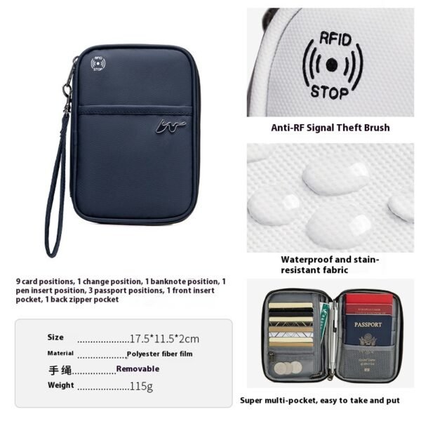Travel Storage Travel Portable RFID Anti-theft Swiping Passport Case Document Package - Image 9