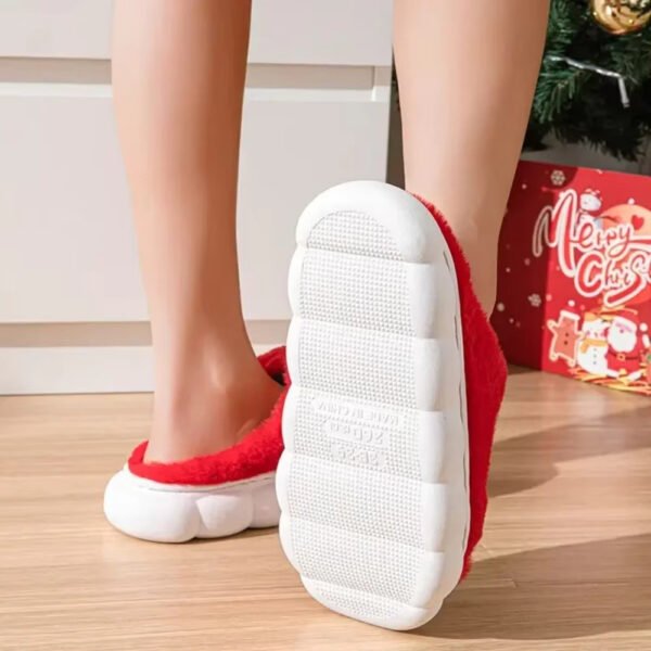 Christmas Slippers Memory Foam For Women Men Soft Plush Fuzzy Winter Holiday Slippers Cozy Plush Warm Non-Slip Holiday Slides Cute Santa Claus Footwear - Image 3