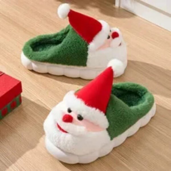Christmas Slippers Memory Foam For Women Men Soft Plush Fuzzy Winter Holiday Slippers Cozy Plush Warm Non-Slip Holiday Slides Cute Santa Claus Footwear - Image 5