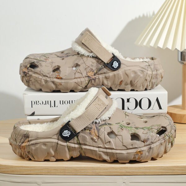 Cotton Home Thick-soled Slippers Fleece-lined Warm Closed Toe Cotton Shoes - Image 5