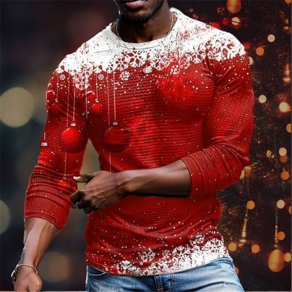 Christmas Series Printed Stylish Temperament Long Sleeves Top - Image 3