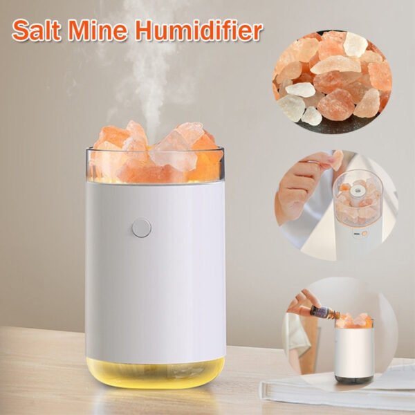Air Humidifier Crystal Salt Stone Desktop Aromatherapy Essential Oil Ultrasonic Diffuser With LED Lamp Bedroom Home Humidifier - Image 4