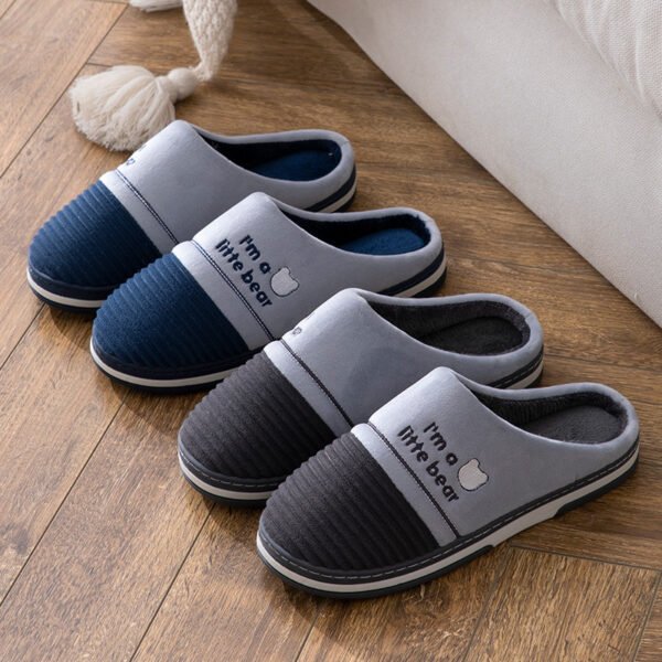 Plus Size Men's Slippers Indoor Warm Non Slip Cotton Slippers - Image 3