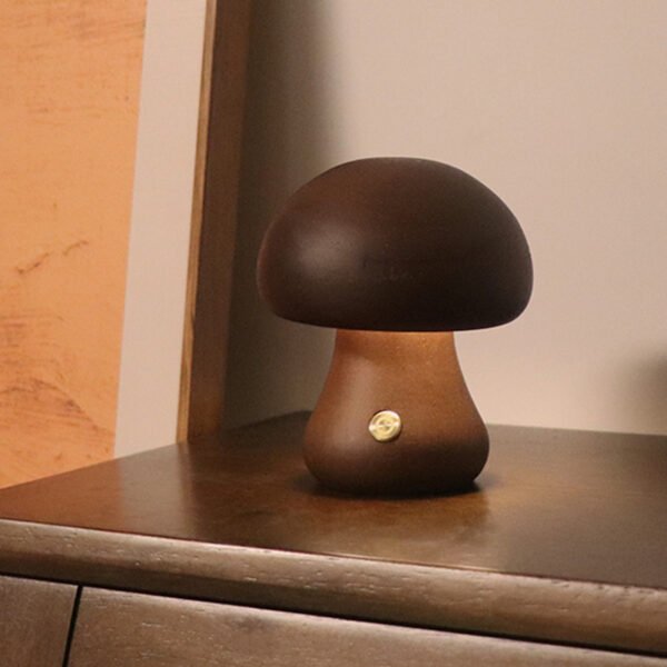 INS Wooden Cute Mushroom LED Night Light With Touch Switch  Bedside Table Lamp For Bedroom Childrens Room Sleeping Night Lamps Home Decor - Image 10