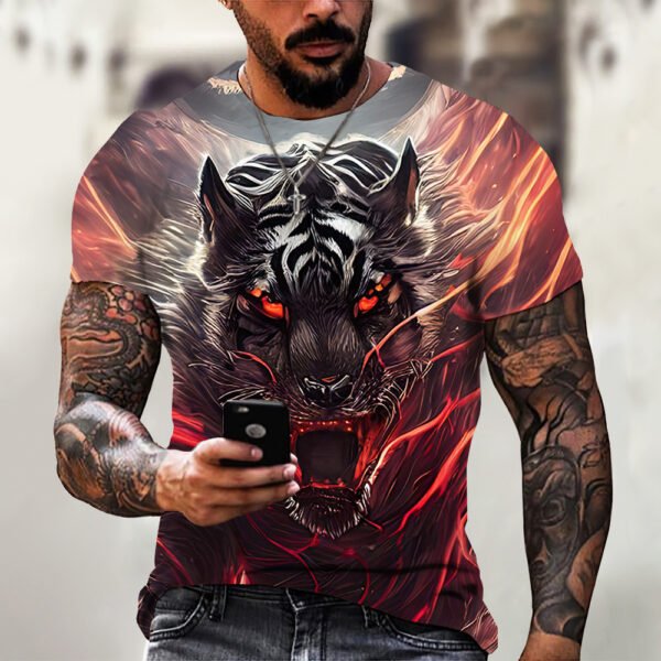 Animal Beast Lion 3D Printed Summer Men's T-shirt - Image 4