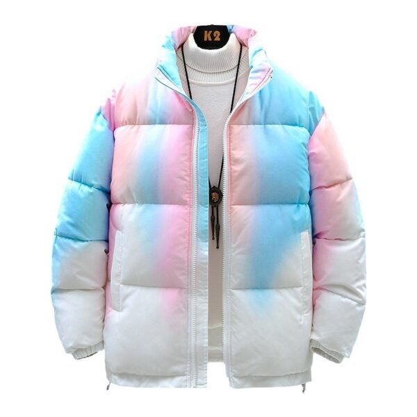 Couples Gradient Stand-Up Collar Coat – Warm Plush Winter Jacket - Image 5