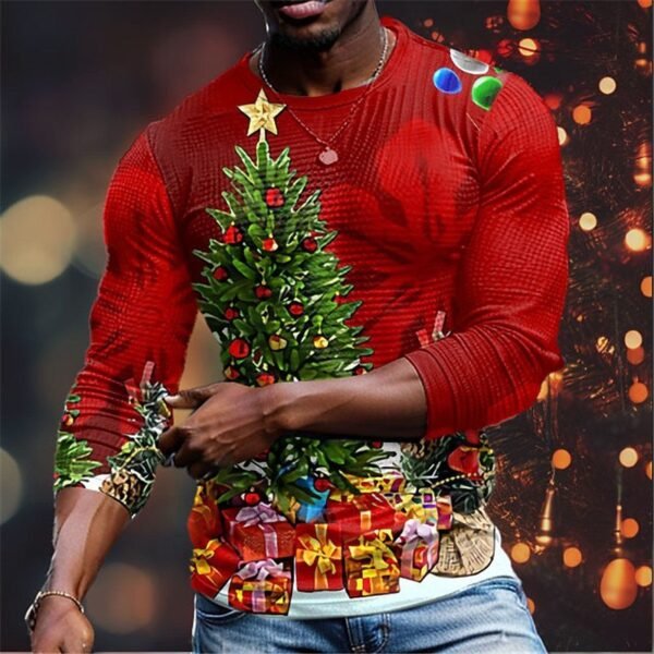 Christmas Series Printed Stylish Temperament Long Sleeves Top - Image 7