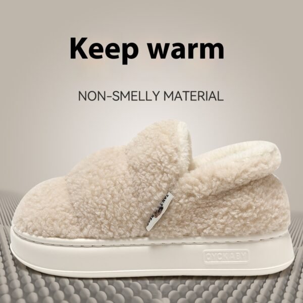 Cotton Slippers Women's Winter Indoor Home Warm Non-slip Windproof Thick Bottom Plush - Image 3