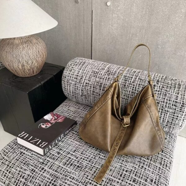 Casual Large Capacity Shoulder Crossbody Belt Buckle Underarm Tote Bag - Image 4