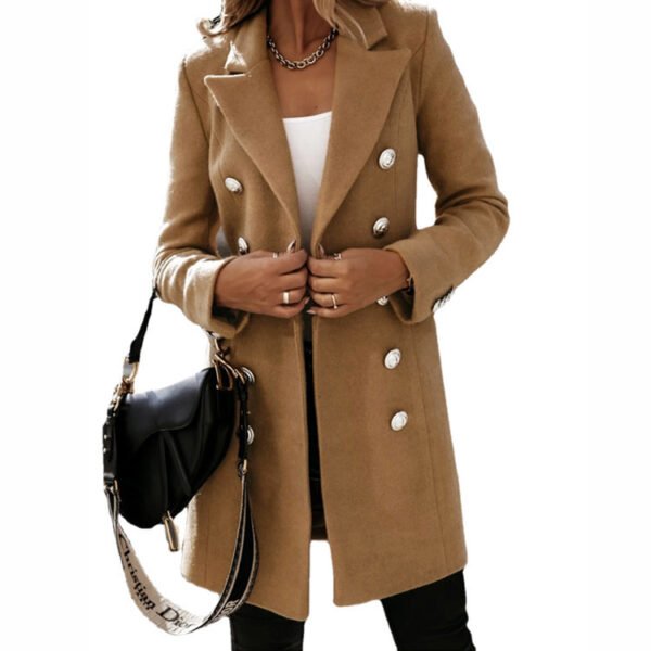 Autumn/Winter Double-Breasted Wool Coat – Turndown Collar - Image 6