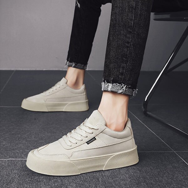 Casual Board Flat Shoes Men Breathable Thick-soled Lace-up Sneakers For Walking Running - Image 2