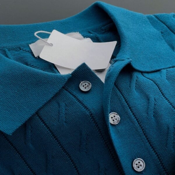 Thin Lapels Knitted Short Sleeve Men's Loose Polo Shirt Half Sleeve T-shirt - Image 3