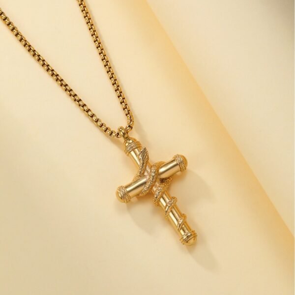 18k Gold Detachable Cross Snake Necklace Fashion Personality Clavicle Chain Necklace For Valentine's Day Loved Memorial Jewelry - Image 4