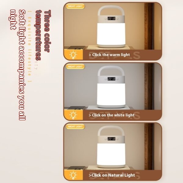Rechargeable Lighting Portable Table Lamp With Clock LED Light - Image 3