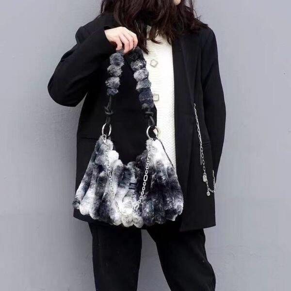 Plush Retro One-shoulder Crossbody Bag - Image 2