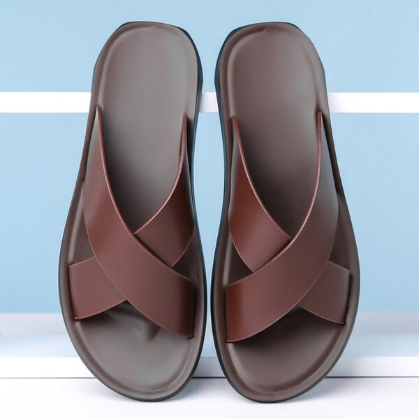 Men's Leather Summer Casual Slippers - Image 2